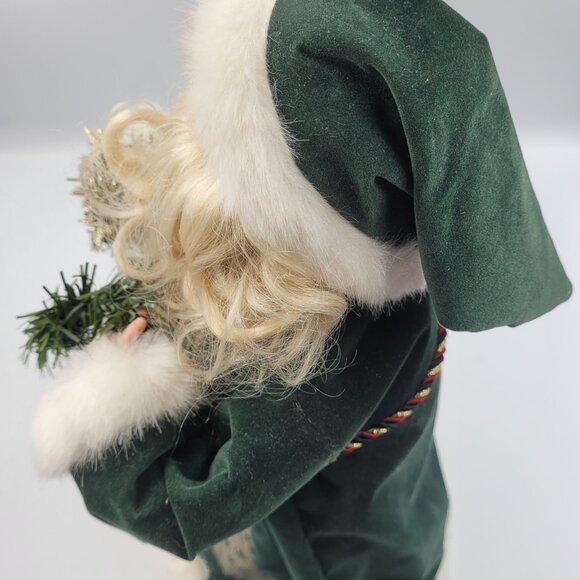 Old World 15" Santa Tree Topper Green Gold Robe with Wreath - Picture 8 of 11